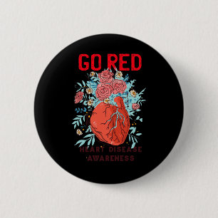 Badge Rond 5 Cm Red Heart Disease Support Sensibilisation aux mala