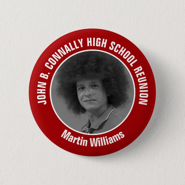 Badge Rond 5 Cm Red High School Reunion Yearbook Photo (Devant)