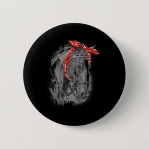Badge Rond 5 Cm Red Horse Bandana Pour L'Équitation