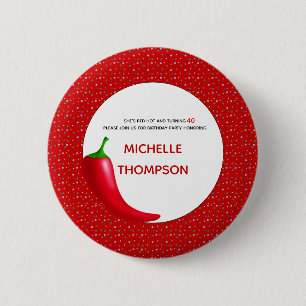 Badge Rond 5 Cm Red Hot 40th Birthday Button