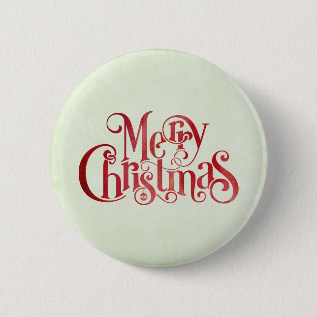 Badge Rond 5 Cm Red Joyeux Noël Typographie Festive Police (Devant)