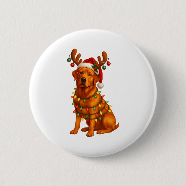 Badge Rond 5 Cm Red Lab Christmas Tree Light Pajama Labrador Dog L (Devant)