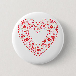 Badge Rond 5 Cm Red Lace Heart