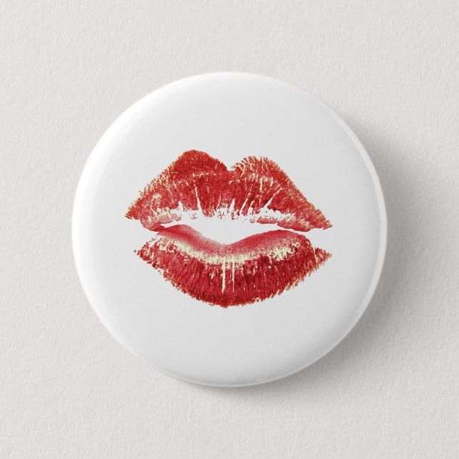 Badge Rond 5 Cm Red Lipstick Kiss Romantique St Valentines Jour Ca (Devant)
