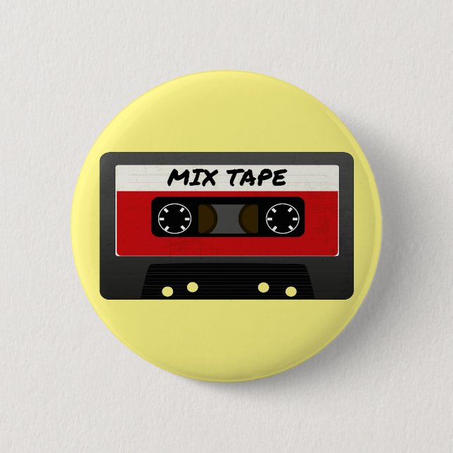Badge Rond 5 Cm Red Mix Tape - 80s And 90s Retro Inspired Gift (Devant)