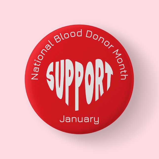 Badge Rond 5 Cm Red National Blood Donor Month Button (National Blood Donor)