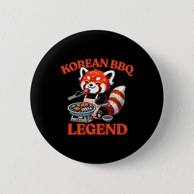 Badge Rond 5 Cm Red Panda Korean Bbq Legend  (Devant)
