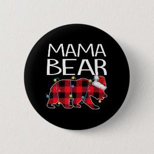Badge Rond 5 Cm Red Plaid Mama Bear Xmas Correspondant Pajama Fami