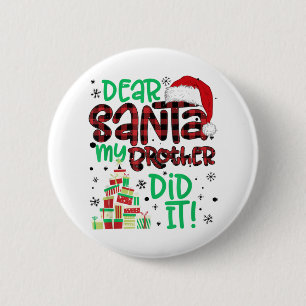 Badge Rond 5 Cm Red Plaid Santa Hat Correspondance Cher Père Noël 