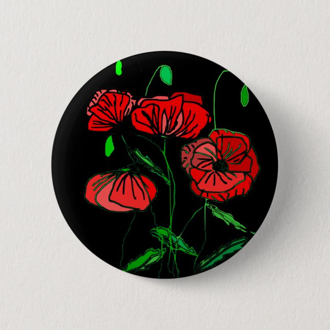 Badge Rond 5 Cm Red Poppy Art - (Devant)