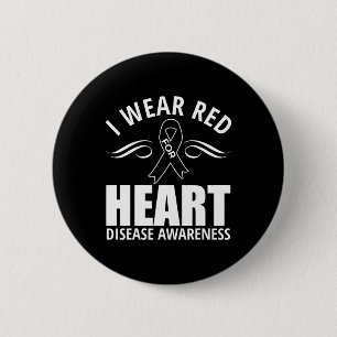Badge Rond 5 Cm Red Ribbon Heart Disease Awareness Cadeau