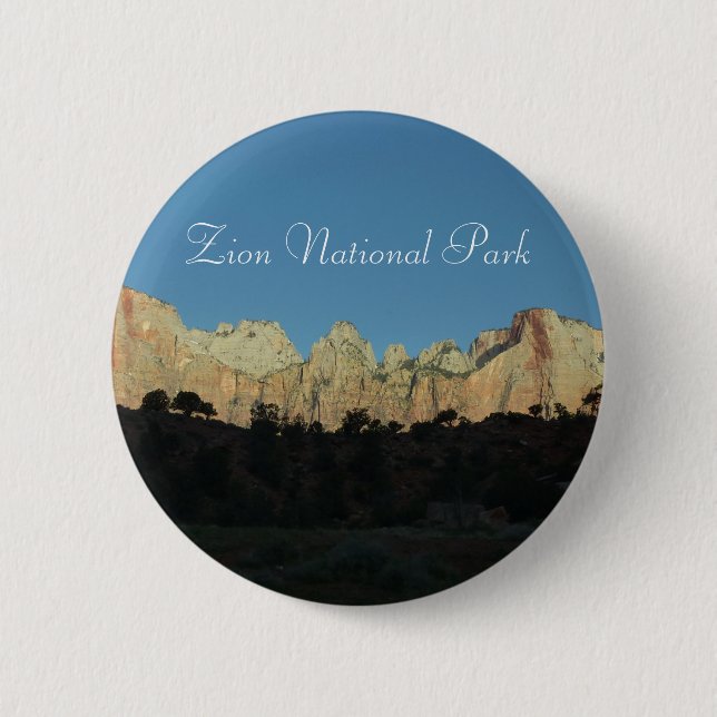 Badge Rond 5 Cm Red Rocks du matin au Parc national de Sion (Devant)