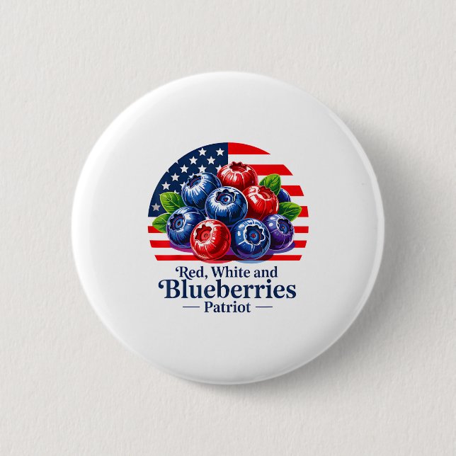 Badge Rond 5 Cm Red White And Blueberries Christian Patriotic  (Devant)