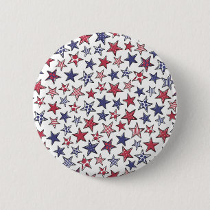 Badge Rond 5 Cm Red White et Blue Stars Amérique Patriotique