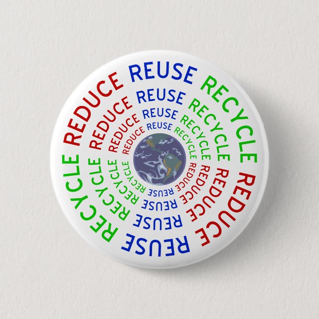Badge Rond 5 Cm Réduisez, réutilisez, réutilisez (Devant)