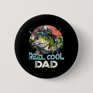 Badge Rond 5 Cm Reel Cool Papa Pêche Vintage Retro Fête des pères