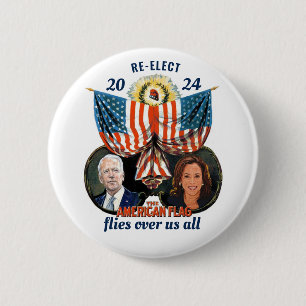 Badge Rond 5 Cm Réélire Biden Harris 2024