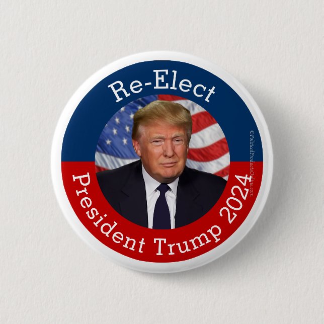 Badge Rond 5 Cm Réélire le président Donald Trump 2024 pro-Trump (Devant)