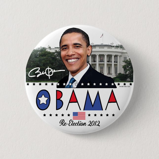 Badge Rond 5 Cm Réélisez la vitesse du Président Obama Election (Devant)