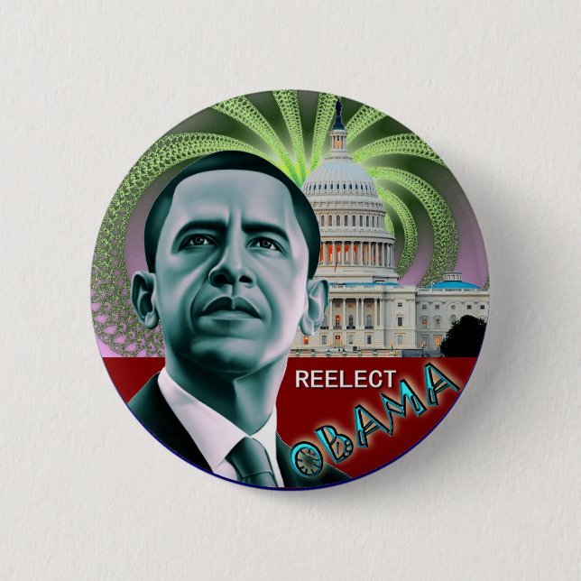 Badge Rond 5 Cm Réélisez Obama (Devant)