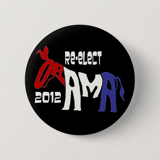 Badge Rond 5 Cm Réélisez Obama 2012 (Devant)