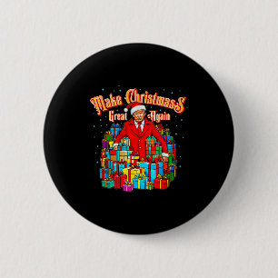 Badge Rond 5 Cm Refaire Noël Grande Encore Xmas Santa Donald Trump