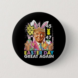 Badge Rond 5 Cm Refaire Pâques Grande Encore Drôle de Lapin Trump