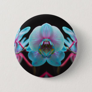 Badge Rond 5 Cm Réflection de l'orchid bleu exotic