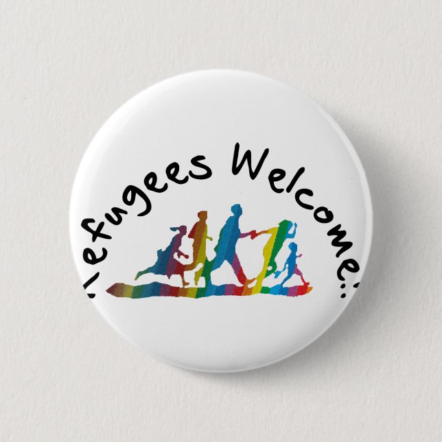 Badge Rond 5 Cm Refugees Welcome (Devant)