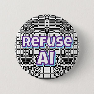 Badge Rond 5 Cm Refuser l'IA