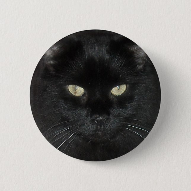 Badge Rond 5 Cm Regard fixe de chat noir (Devant)