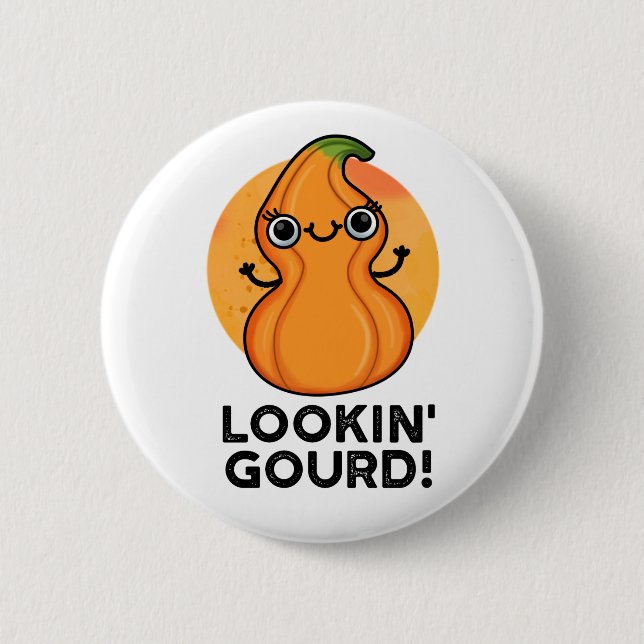 Badge Rond 5 Cm Regard Gourd Funny Girl Veggie Pun (Devant)