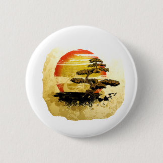 Badge Rond 5 Cm Regard grunge graphique de bonsaïs vintages avec