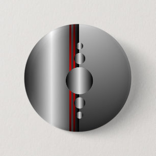 Badge Rond 5 Cm Regard rouge et argenté abstrait en métal