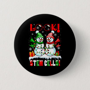 Badge Rond 5 Cm Regardez ! Cellules souches Noël Couple de bonshom