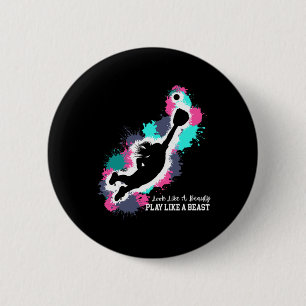 Badge Rond 5 Cm Regardez comme une beauté - Jouez comme une bête -