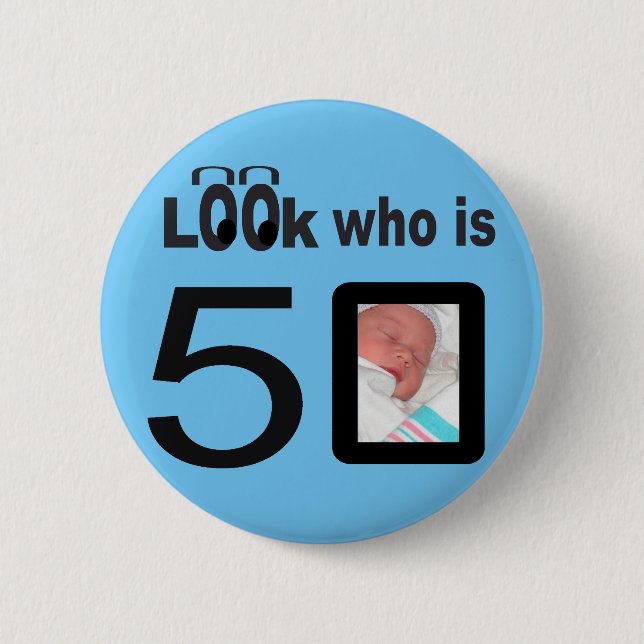 Badge Rond 5 Cm Regardez qui est le bleu 50 (Devant)