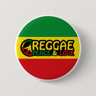 Badge Rond 5 Cm Reggae art avec des mots positifs Paix et Amour