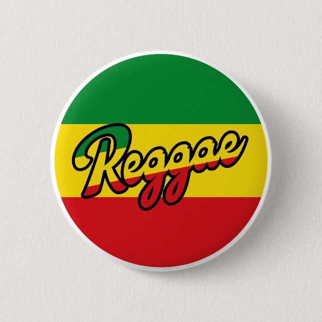 Badge Rond 5 Cm Reggae Musique avec couleurs du drapeau reggae (Devant)