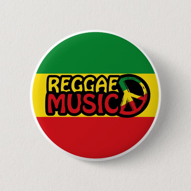 Badge Rond 5 Cm Reggae Musique, reggae art avec symbole de paix (Devant)