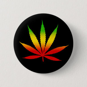 Badge Rond 5 Cm Reggae Rasta Feuilles Jamaïcaine Jamaïcaine Bouton