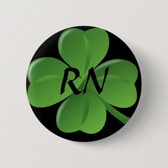 Badge Rond 5 Cm Registered Nurse Lucky Green Shamrock (Devant)