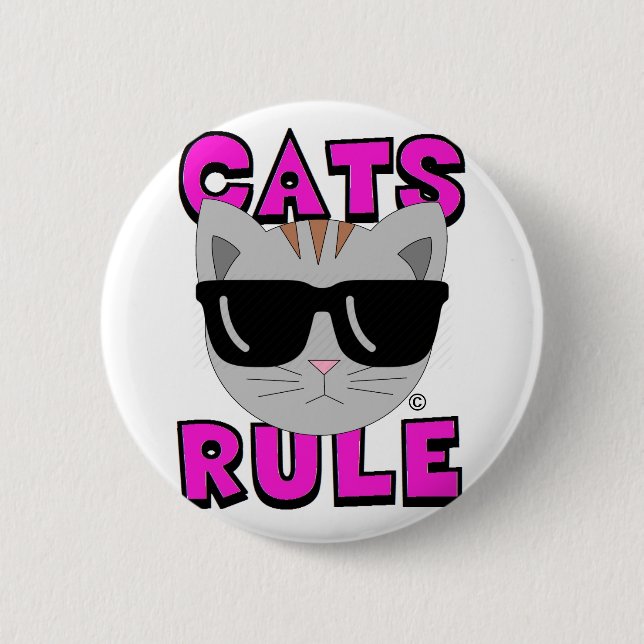 Badge Rond 5 Cm RÈGLE CATS Amoureux des chats d'origine (Devant)