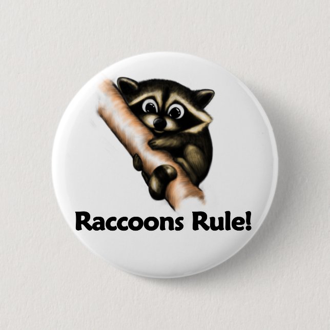 Badge Rond 5 Cm Règle de ratons laveurs ! (Devant)