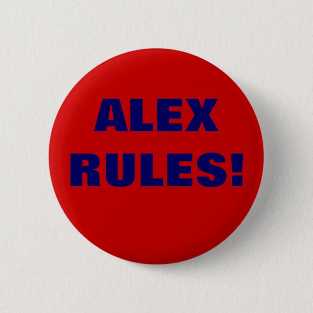 BADGE ROND 5 CM RÈGLES D'ALEX ! (Devant)