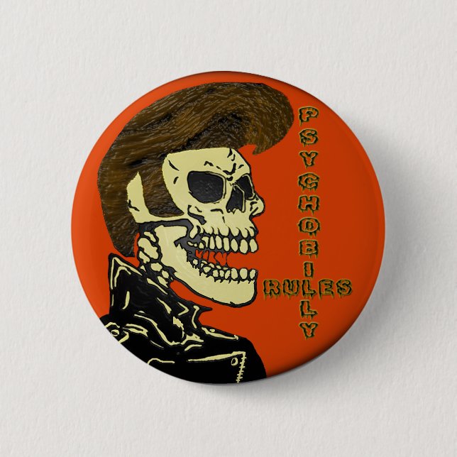 Badge Rond 5 Cm Règles de Psychobilly (Devant)