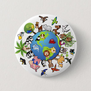 Badge Rond 5 Cm Règne animal paisible - animaux autour du monde