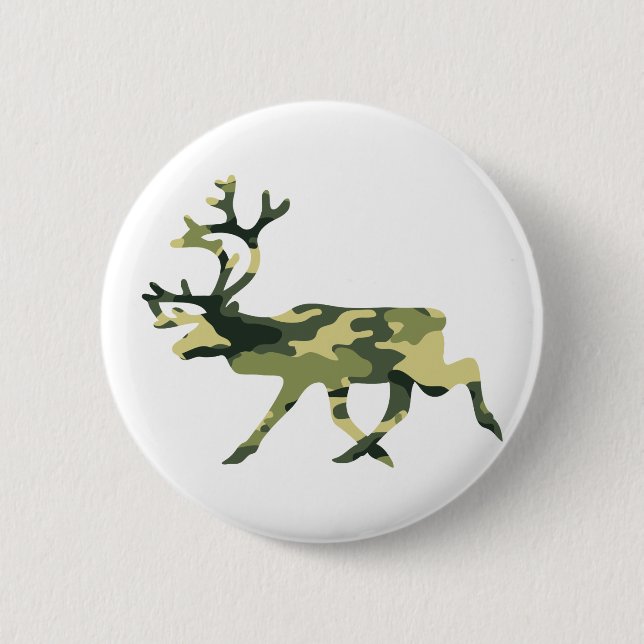 Badge Rond 5 Cm Reindeer / Caribou Woodland Camouflage / Camo (Devant)