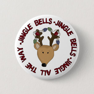 Badge Rond 5 Cm Reindeer Jingle Bells Tshirts et cadeaux
