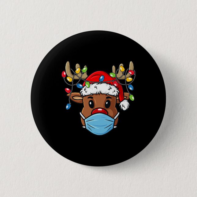Badge Rond 5 Cm Reindeer Joyeux Noël Fun Noël (Devant)